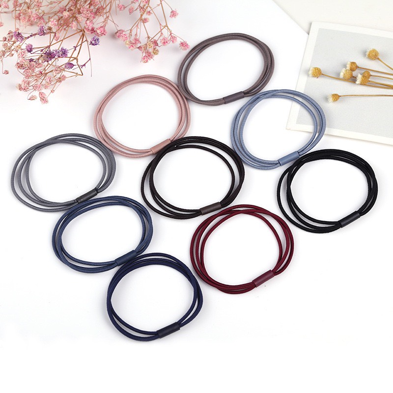 Combo 5 Dây Chun Buộc Tóc, Thun Cột Tóc Mảnh 3 Vòng Màu Sắc Nhã Nhặn SC23