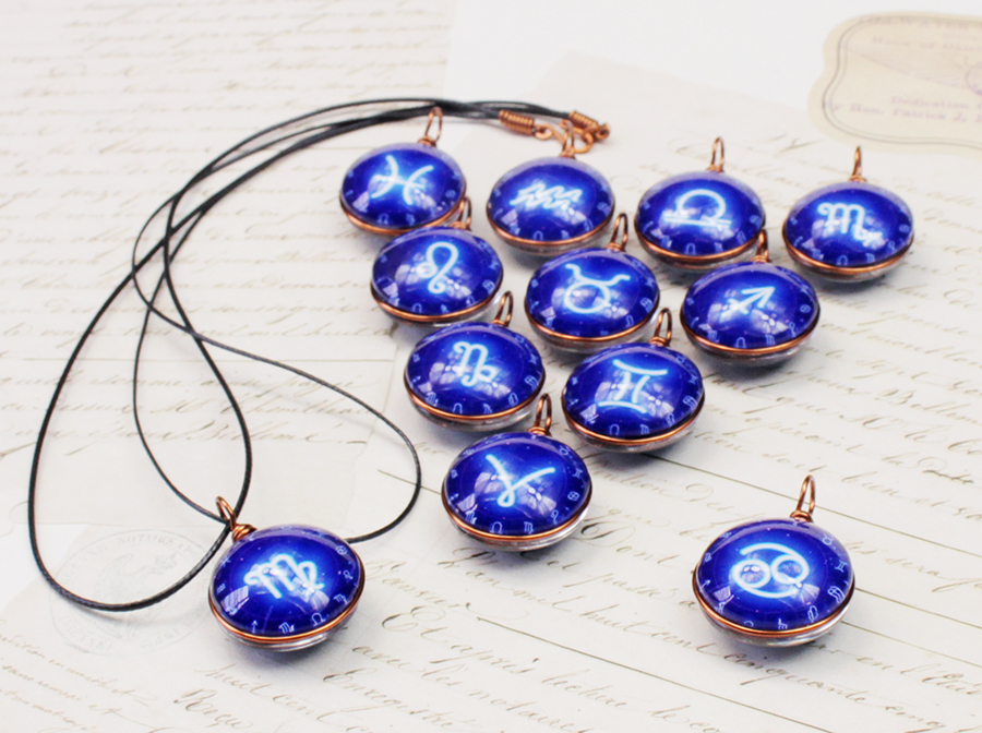 Dây chuyền 12 cung hoàng đạo Zodiac tông xanh dương sáng siêu đẹp cho nữ 06647-DC20MM0015