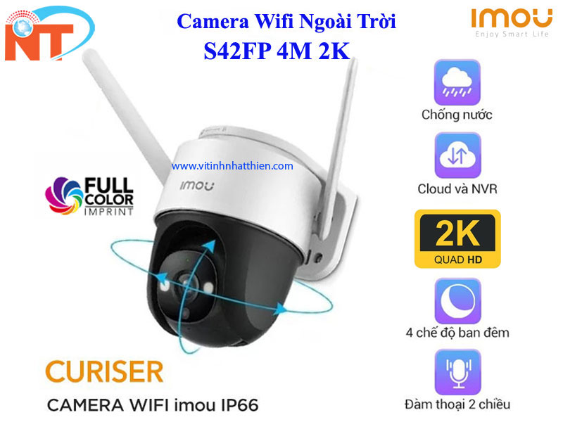 Camera IP Wifi PTZ FullColor 4MP ngoài trời Imou Cruiser IPC S42FP hàng chính hãng