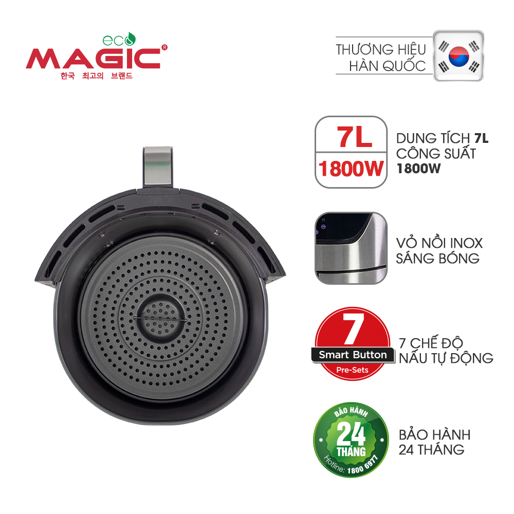Nồi Chiên Không Dầu Kết Hợp Nướng Magic Eco AC-122 7L - Hàng chính hãng