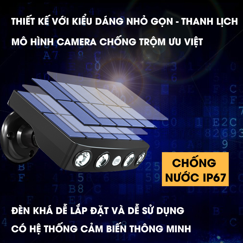 Đèn năng lượng mặt trời cảm biến giả camera, an toàn, tiện dụng, có điều khiển từ xa - D1382