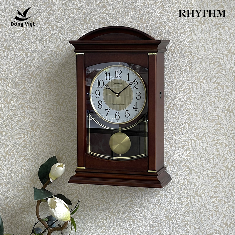 Đồng hồ Rhythm CRJ758UR06 Kt 29.1 x 45.9 x 13.1cm, 3.6kg Vỏ gỗ. Dùng PIN.