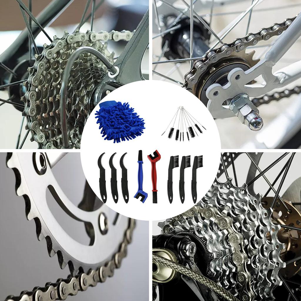 Bike Cleaning Kit, Bicycle Cleaning Brush Tool, Bike Chain Cleaner, Cycling Brush Set, Suitable for Crank/Tire,Mountain Bike, Road Bike, Folding Bike