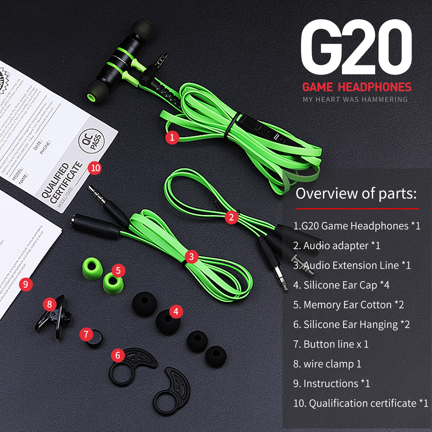 Tai nghe Game thủ, tai nghe in ear gaming Plextone G20 mẫu mới 2019 dây dẹt chống rối, Jack 3.5mm chữ L chống gẫy, Microphone Built in Filter Circuit – Hàng Chính Hãng