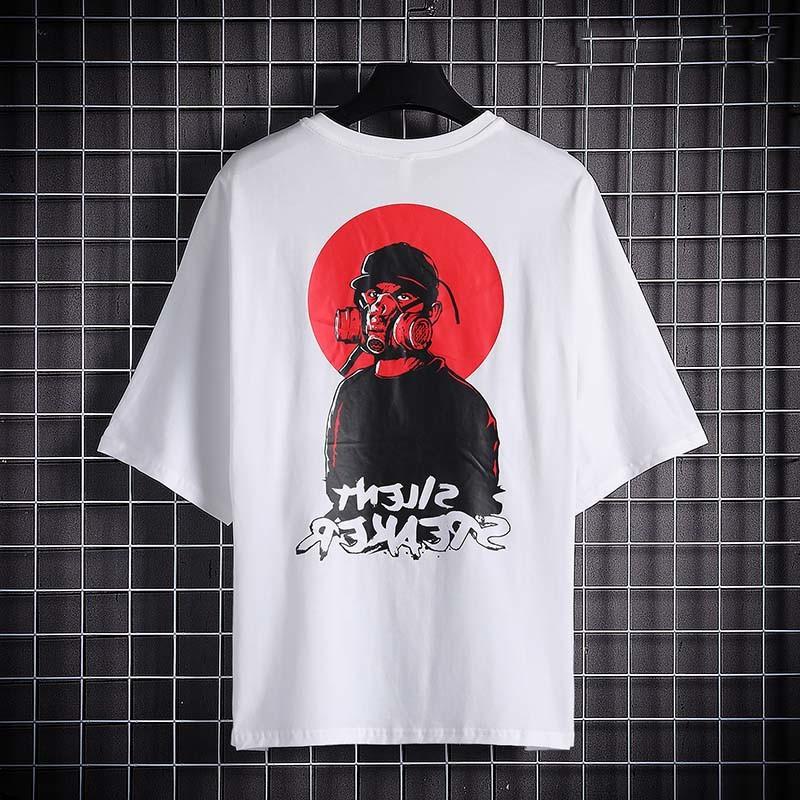 Áo thun Unisex Mặt nạ khí Hiphop Street Style áo nam nữ ngắn tay