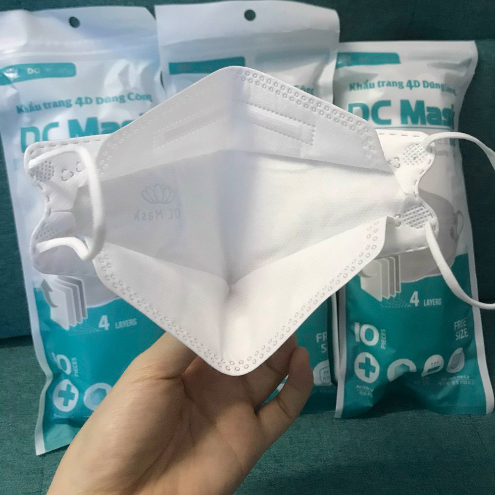 Set 100 khẩu trang 4D Kf94 Hoàng Dũng kháng khuẩn lọc bụi mịn cao cấp