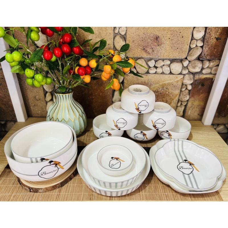 BỘ BÁT ĐĨA TRẮNG ĐẸP