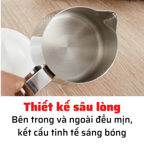 Ca đánh sữa Inox 304 chia vạch dung tích 350-550- 600ml pha latte tạo hình nghệ thuật cà phê Espresso dụng cụ pha chế