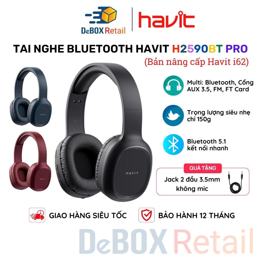 Tai Nghe Chụp Tai Không Dây HAVIT H2590BT Pro Bluetooth 5.1  Siêu nhẹ 150g - Hàng chính hãng