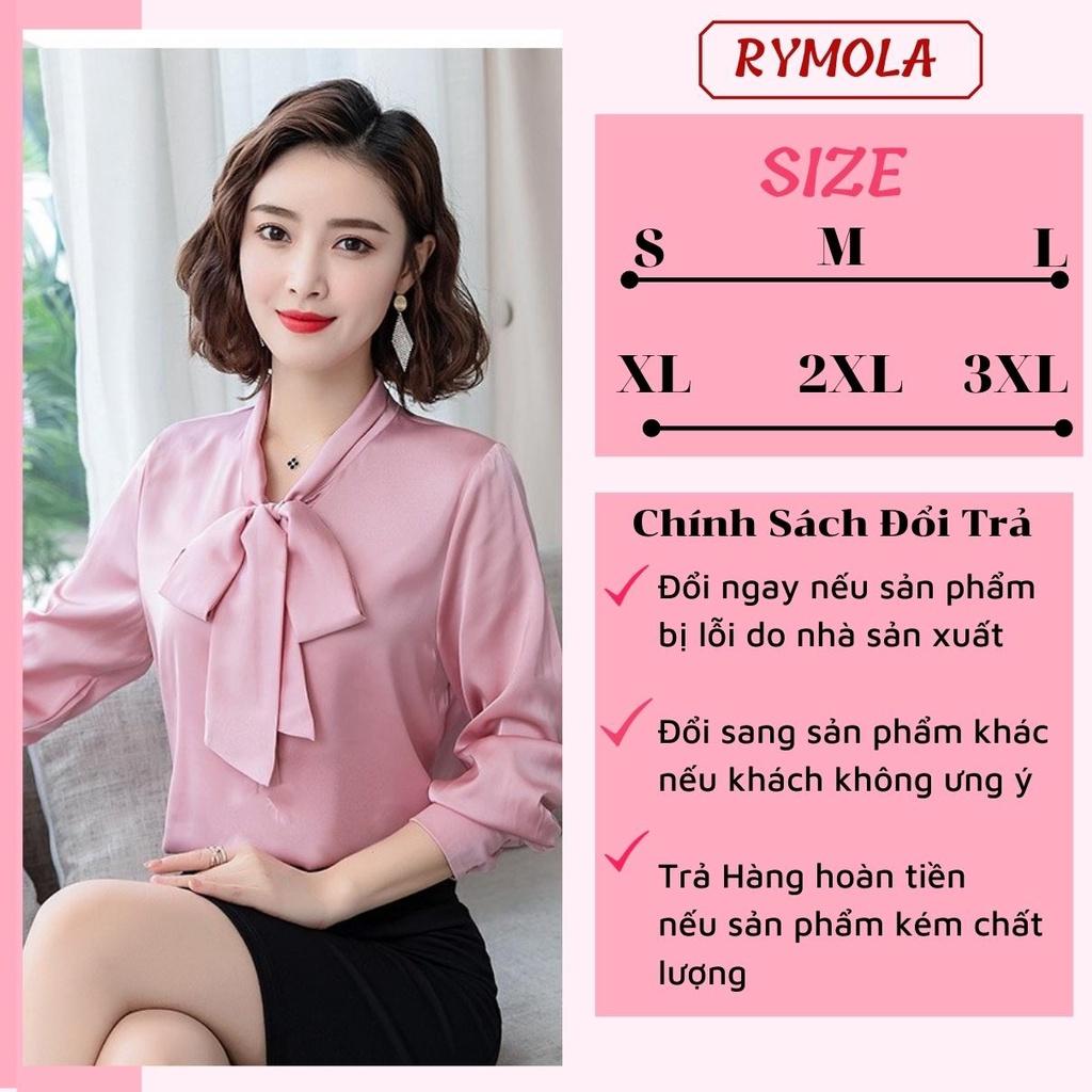 Áo Sơ Mi Kiểu Công Sở Đẹp MOLA Tay Dài Cổ Thắt Nơ Màu Hồng Chất Lụa Cao Cấp From Rộng Hàn Quốc Ulzzang Vintage A1H