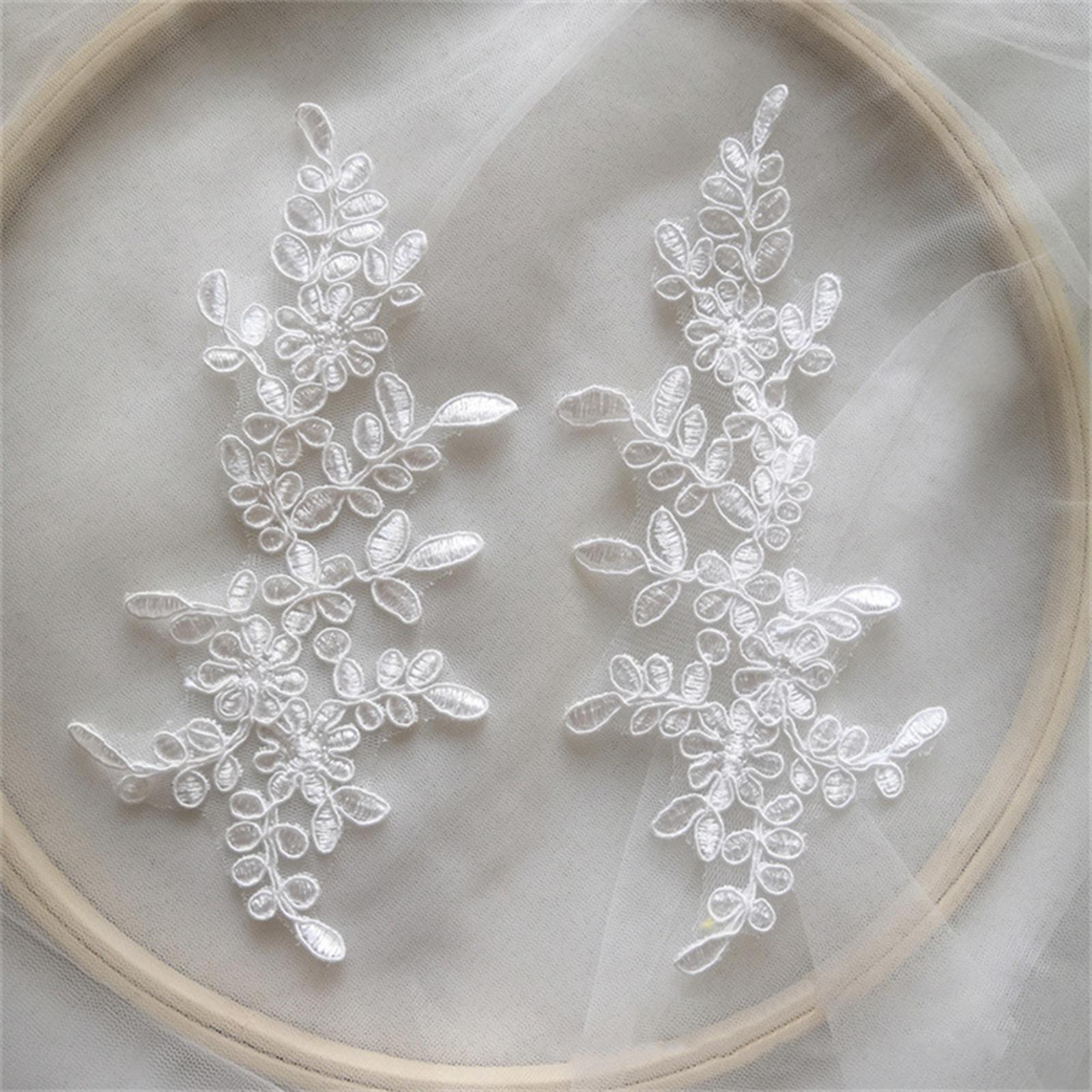 1 Pair Lace Applique Evening Dress Sewing Crafts Jacket Embroidery Appliques
