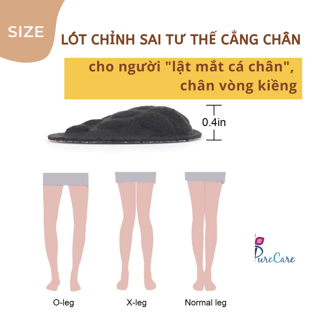 Lót cho người “lật mắt cá chân”, chỉnh khớp bàn chân, chân vòng kiềng, chân X/O, đau đầu gối, BỘ 2 CÁI