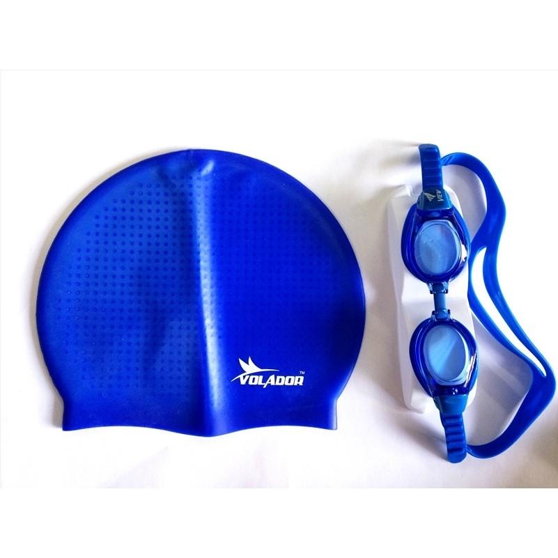 Mũ bơi silicone thường màu xanh