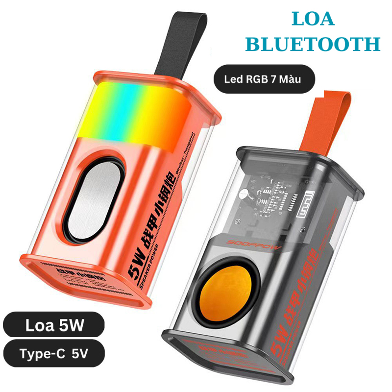 Loa Bluetooth Mini Trong Suốt đèn led nhiều màu