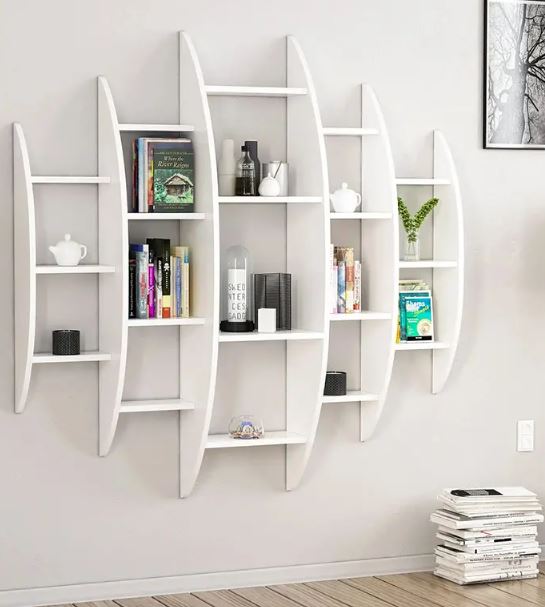 Kệ Gỗ Trang Trí Treo Tường Thiết Kế Dạng Hình Tròn Cách Điệu Juno Sofa CTKT710 KT 146x146x29cm