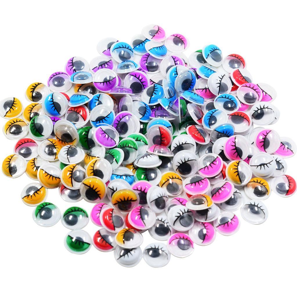 168 Piece Self Adhesive Sticky Wiggle Googly Eyelash Eyes Assorted Sizes for Kids Craft Scrapbooking 12mm