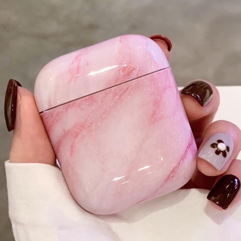 BAO CASE AIRPODS VỎ ỐP DÀNH CHO TAI NGHE AIRPODS 1, AIRPODS 2, AIRPODS PRO HOẠ TIẾT VÂN ĐÁ MÀU HỒNG SIÊU ĐẸP - Hàng chính hãng