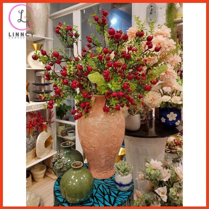 Cành lựu phú quý tài lộc dài 63cm trang trí nhà cửa, cửa hàng, văn phòng, lớp học, làm đạo cụ chụp ảnh