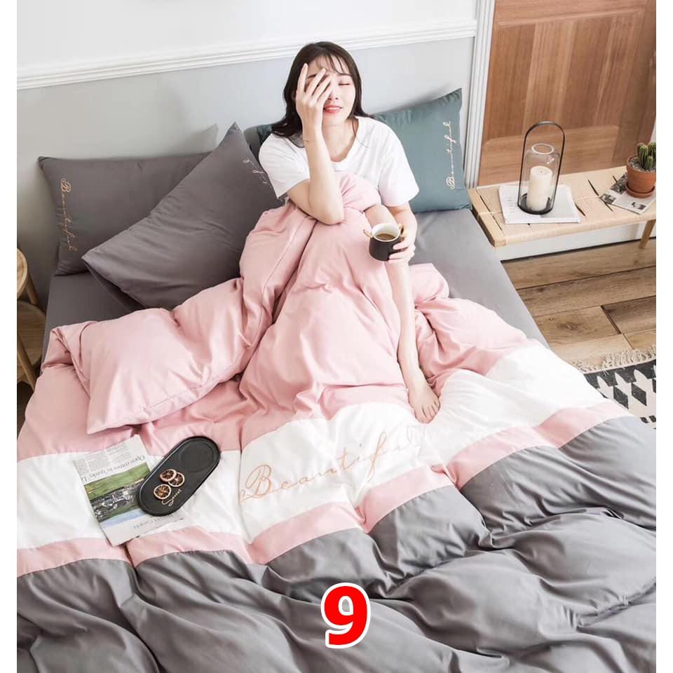 Bộ chăn ga 4 món cotton Tici cao cấp đủ size đủ màu  TC05