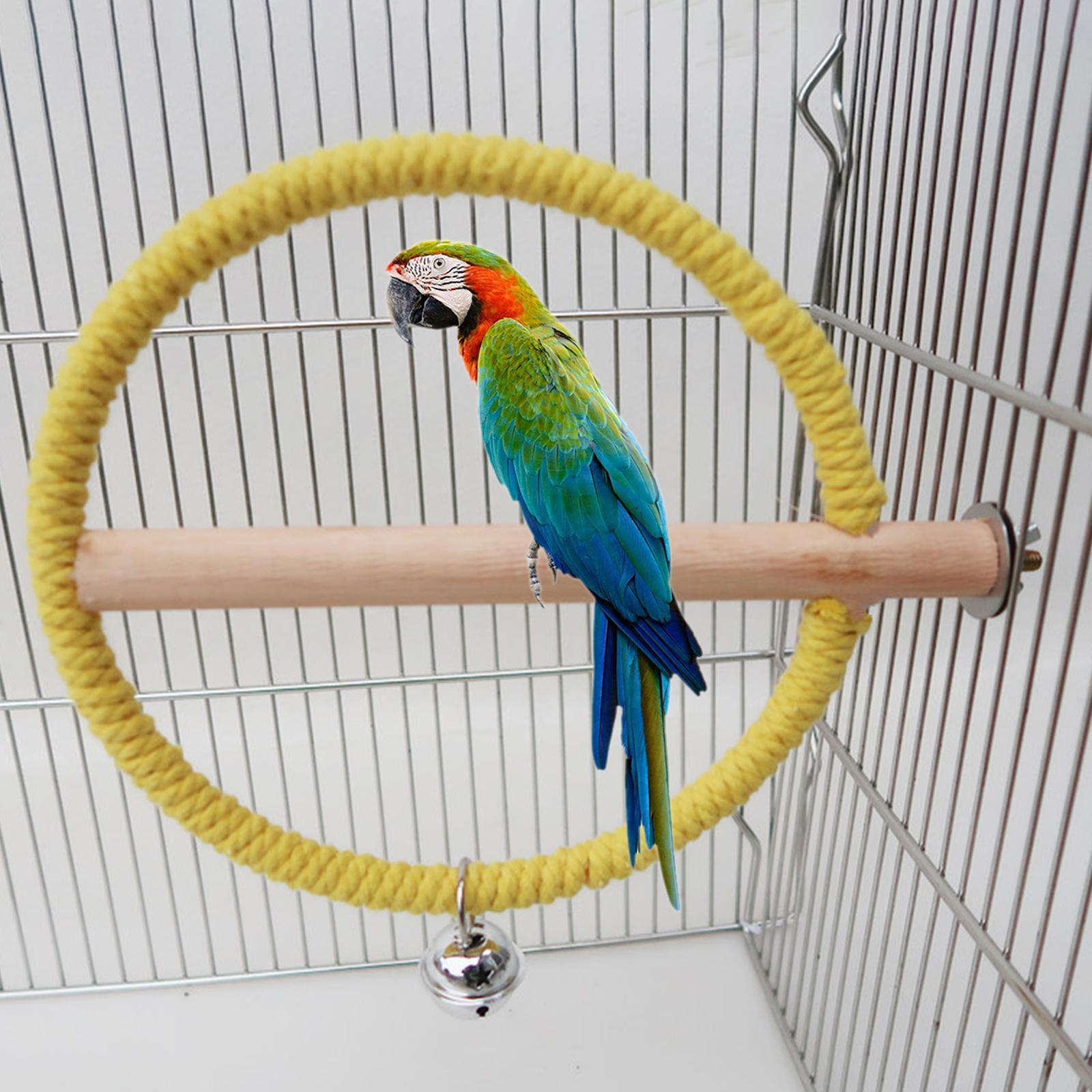 Playground Natural Wooden Bird Parrot Swing Stand Cage Training Toy