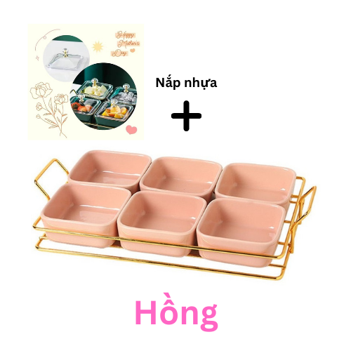 Khay đựng bánh kẹo mứt Tết SỨ MEN NGỌC có nắp đậy cao cấp sáng bóng