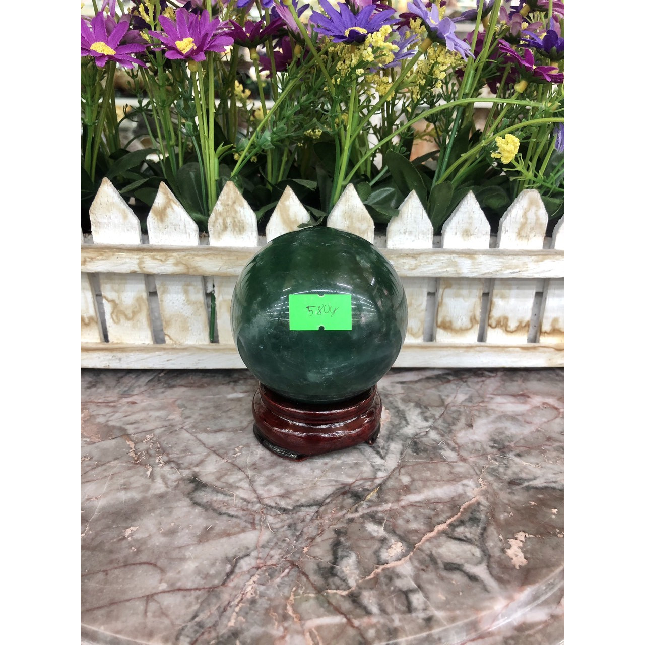 Quả cầu phong thủy đá thạch anh xanh - Đường kính 6,5cm; 6,6cm; 6,7cm; 6,9cm và 7,1cm