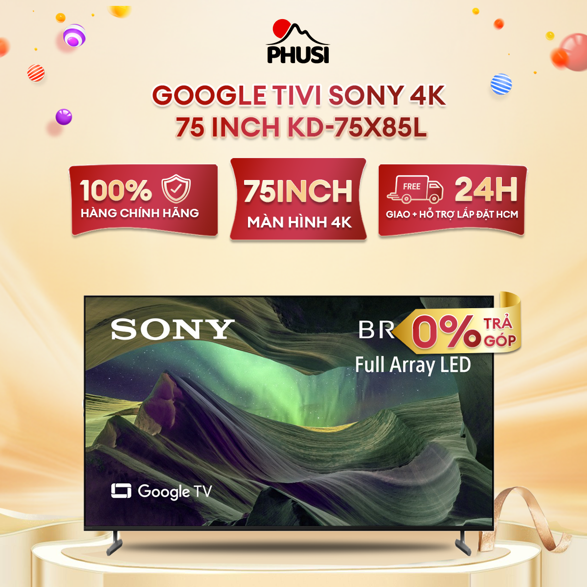 Google Tivi Sony KD-75X85L 75 inch 4K - Hàng chính hãng (chỉ giao HCM)