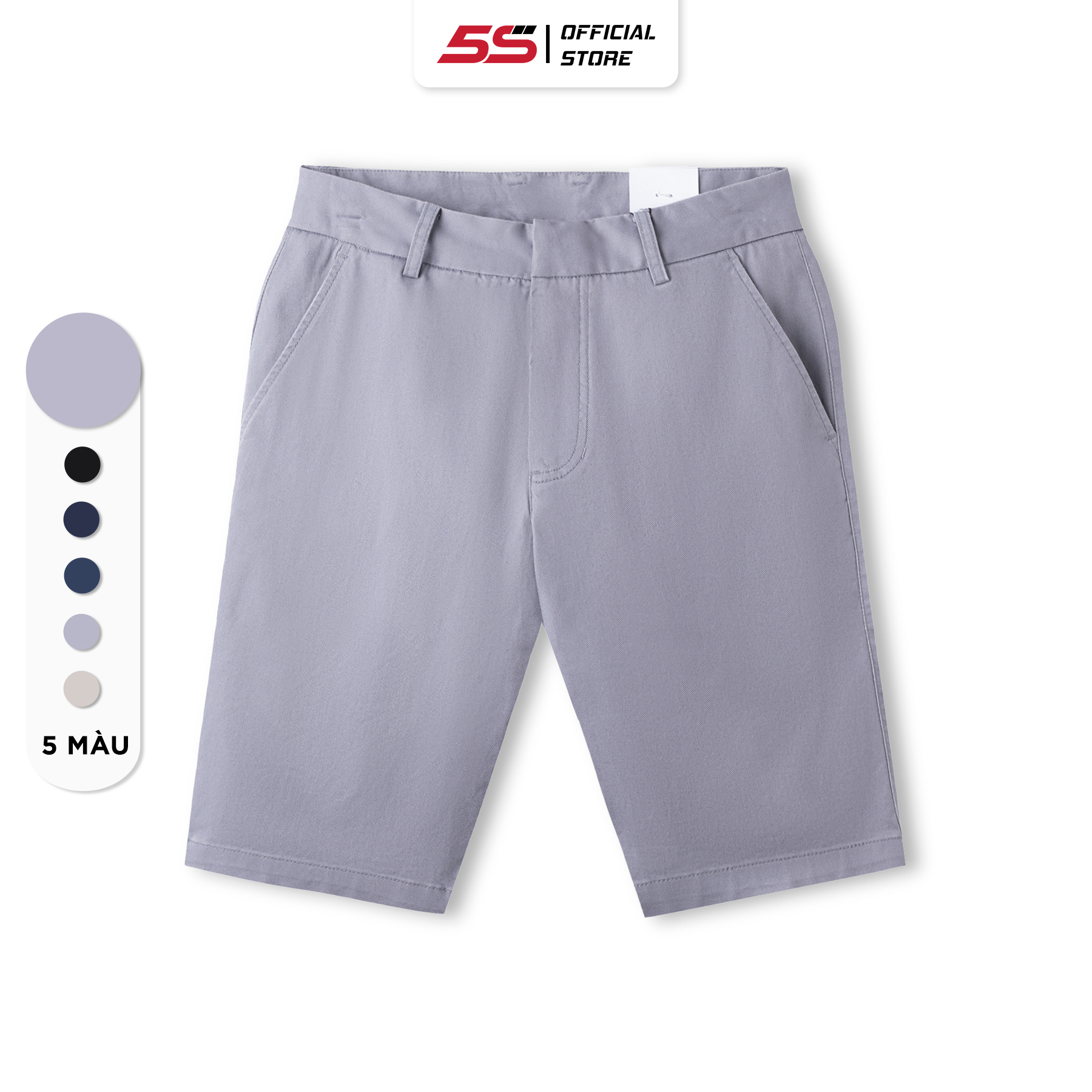 Quần Short Kaki Nam 5S, Chất Liệu Cotton Cao Cấp, Mềm Mịn, Thiết Kế Tinh Tế, Cúc Ẩn Lịch Sự (QSK23007)