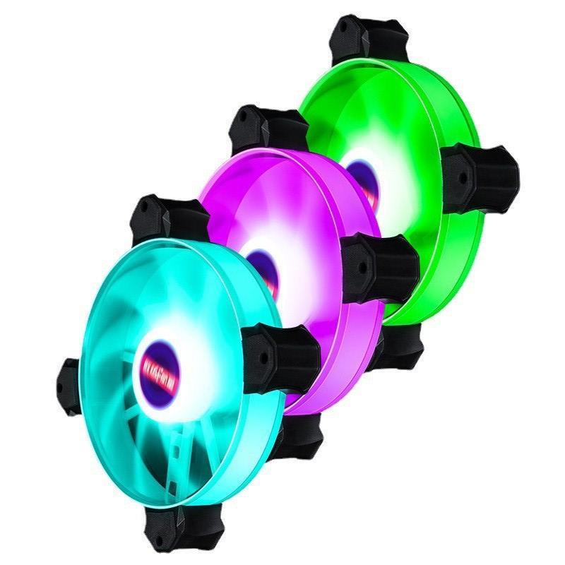 Giao hàng nhanh khung gầm quạt lồng đèn 12 cm khung máy tính lớn RGB quạt ánh sáng đầy màu sắc tắt tiếng ARGB quạt làm mát