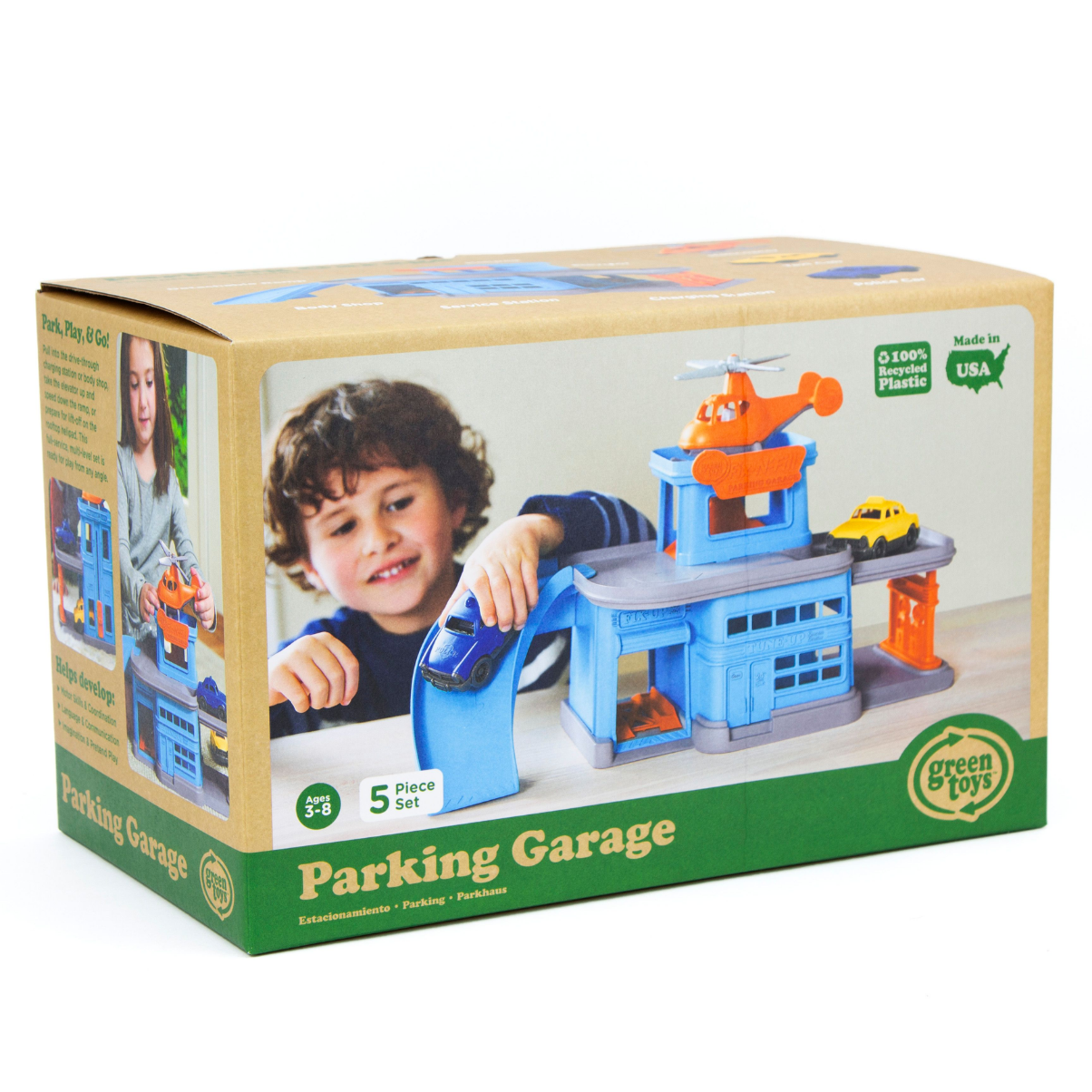 Bộ Đồ Chơi Trạm Sửa Xe Và Đỗ Trực Thăng Green Toys Cho Bé Từ 3 Tuổi