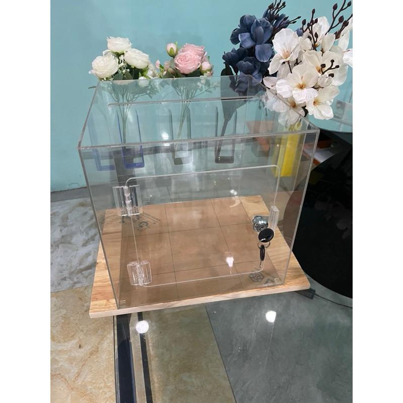 Acrylic Thùng phiếu, hòm thư, thùng bốc thăm, tặng kèm ổ khoá, nhiều kích thước , Acrylic . - Vàng