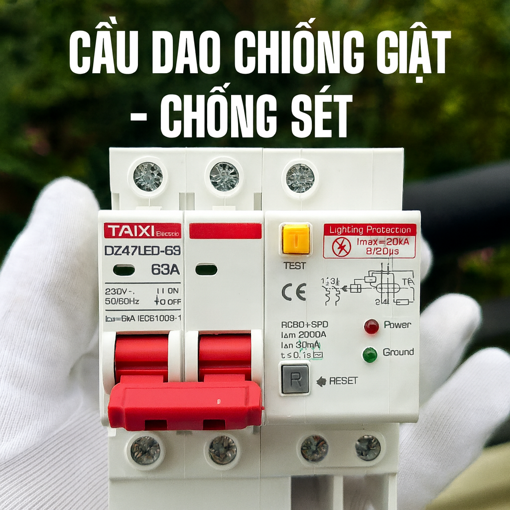 Aptomat Chống Giật – Chống Sét 63A Loại Xịn – Ngắt Điện Tự Động, An Toàn Tuyệt Đối