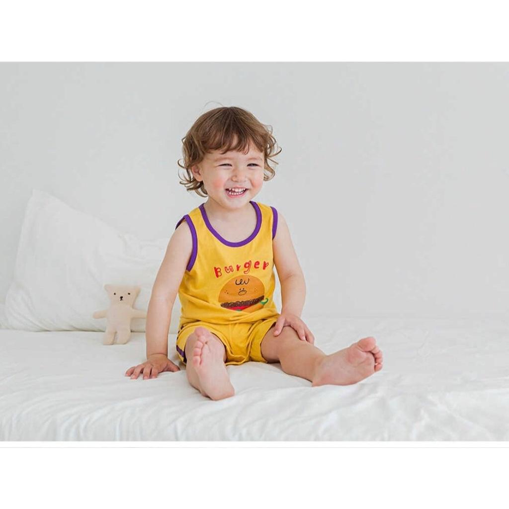 BỘ BA LỖ CAO CẤP BÉ TRAI NỘI ĐỊA HÀN, CHẤT COTTON ORGANIC, MẪU HAMBERGER