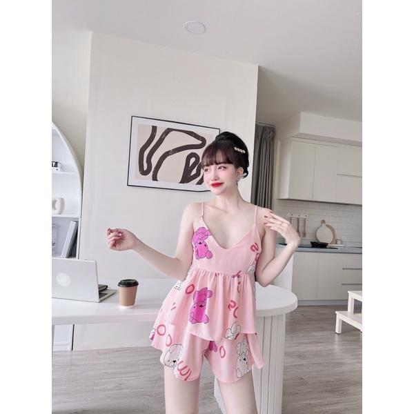 Bigsize 45-70kg - Đồ Bộ Mặc Nhà Nữ lụa mango, quần giả váy