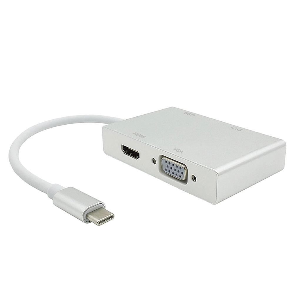 4 in 1 USB C Type-C to VGA/DVI/HDMI/USB Port Adapter Converter Cable For PC