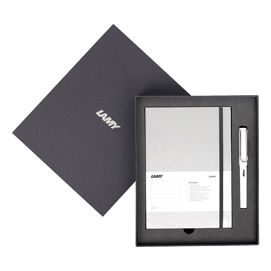 Gift Set Lamy Notebook A5 Softcover Grey+ Lamy Safari White - GSNSa0013