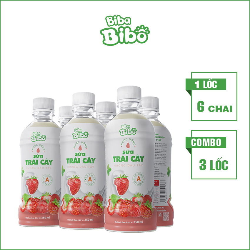 [Combo (18) chai 350ml] Bibabibo Sữa Dâu, sữa trái cây, tốt cho miễn dịch, tiêu hóa