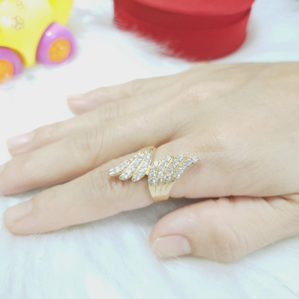 Nhẫn Nữ Đôi Cánh Đính Xoàn Vonfram Cao Cấp- Dùng vĩnh viễn tắm rửa không phai