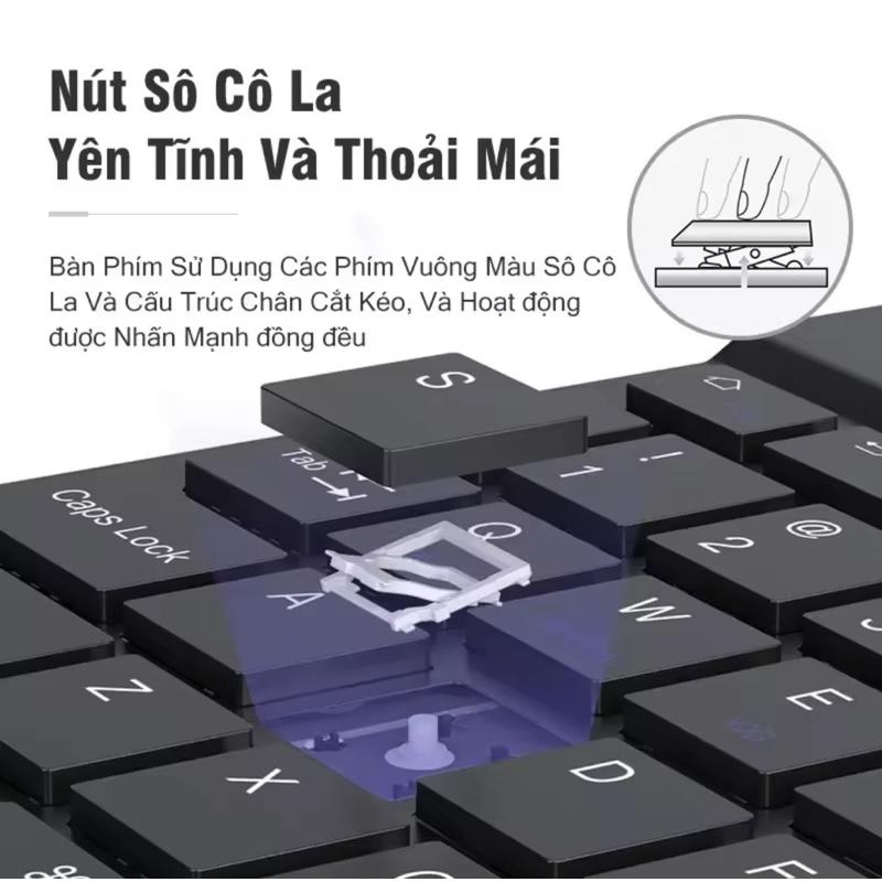 Combo bàn phím và chuột bluetooth không dây sạc type C mini 10 inch cho điện thoại - hàng nhập khẩu
