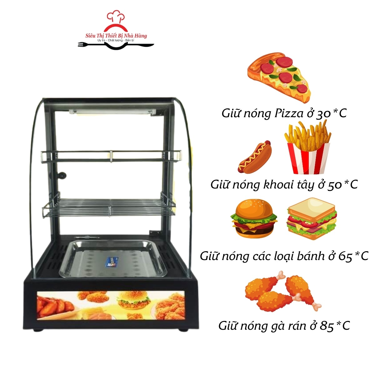 TỦ GIỮ NÓNG THỰC PHẨM KFC TRƯNG BÀY GIỮ NHIỆT THỰC PHẨM