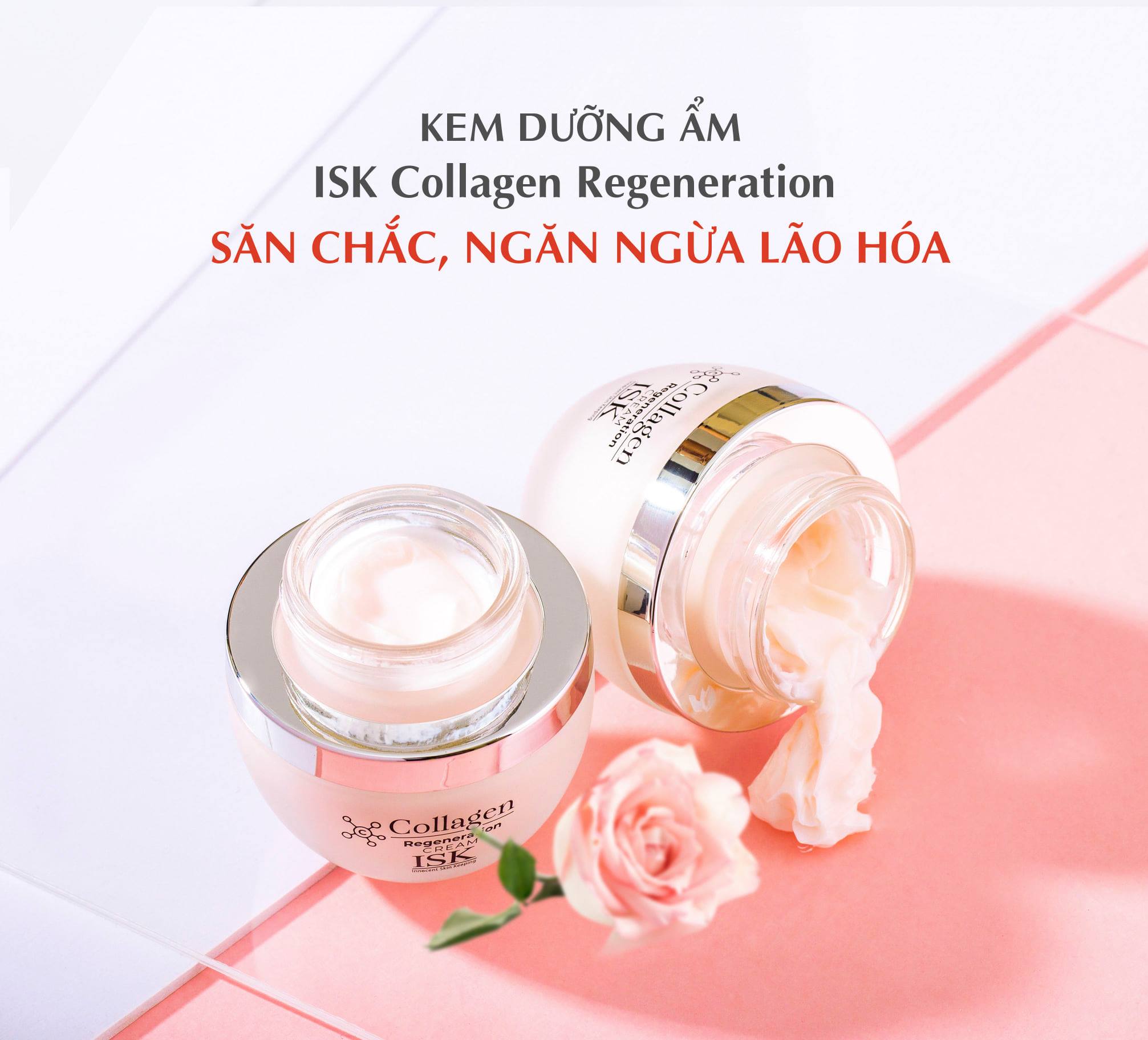 Kem Dưỡng Săn Chắc Và Làm Trắng Da ISK Collagen Regeneration Cream 55g + Tặng Kèm 1 Mặt Nạ Dưỡng Da ISK Mask 23g Bất Kỳ