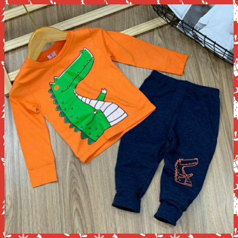 Bộ dài cotton 4c bé trai - Đồ bộ trẻ em