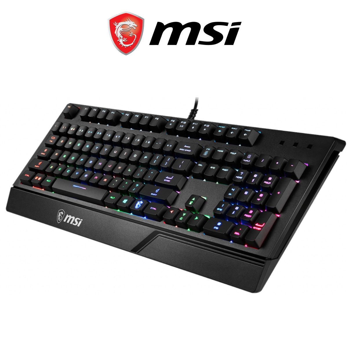 Bàn Phím Gaming MSI Vigor GK20 US Đèn LED RGB, Dây Cắm USB Dài 1.8M - Hàng Chính Hãng