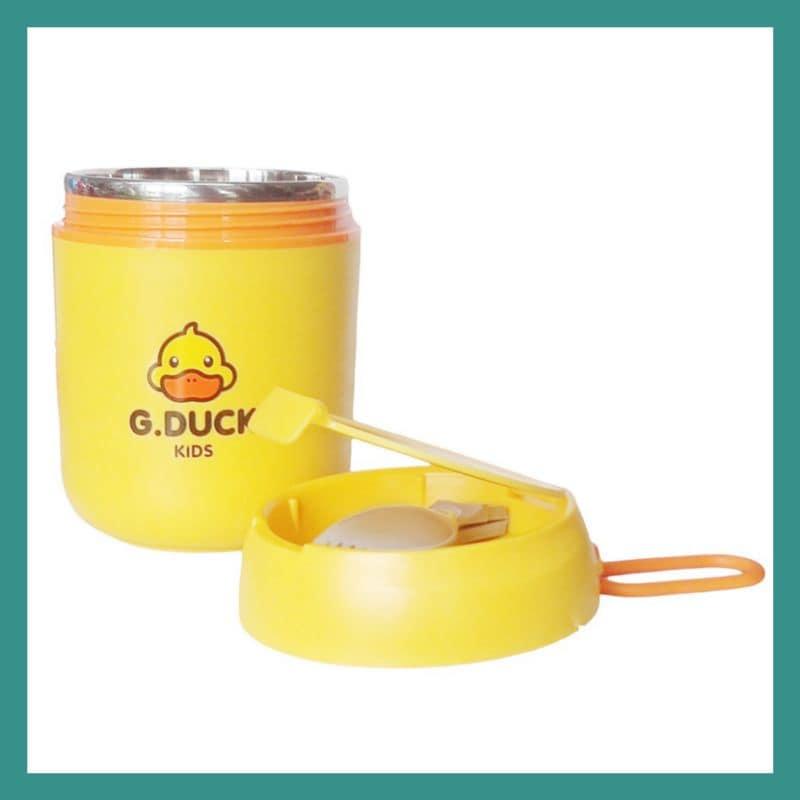 Bình ủ cháo con vịt vàng cho bé ruột inox 304 cao cấp - Ca giữ nhiệt đồ ăn cho trẻ dung tích 500ml