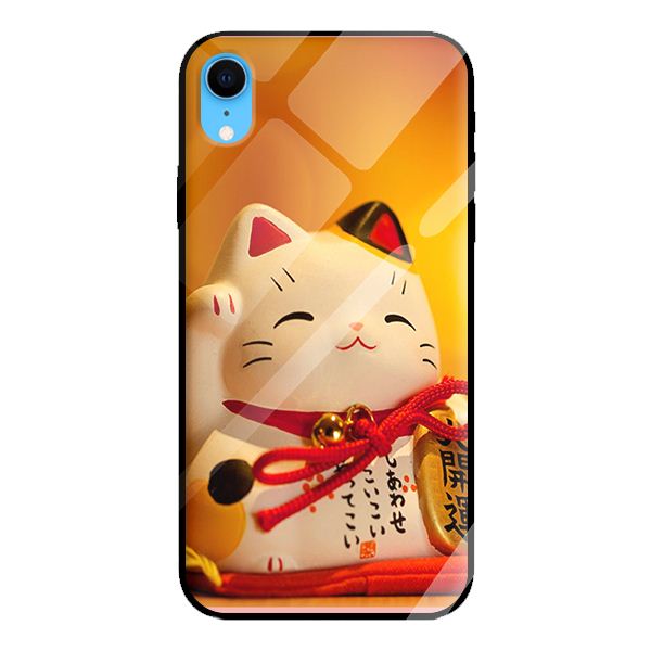 Ốp kính cường lực cho iPhone XR mẫu mèo may mắn 1 - Hàng chính hãng