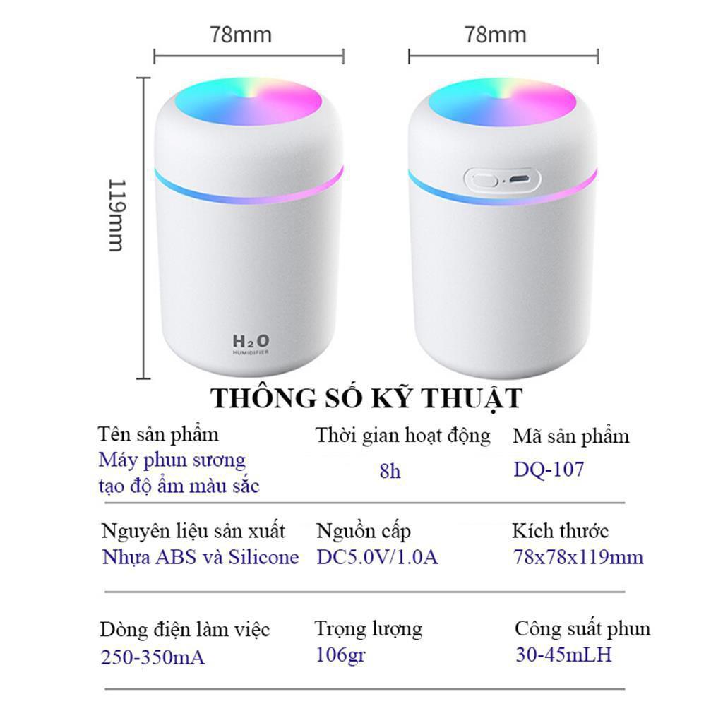 Máy Phun Sương - Loại 1 Tạo Độ Ẩm Không Khí Mini Humidifier Cho Xe Hơi ô tô Để Phòng usb Có Đèn Led 300ml