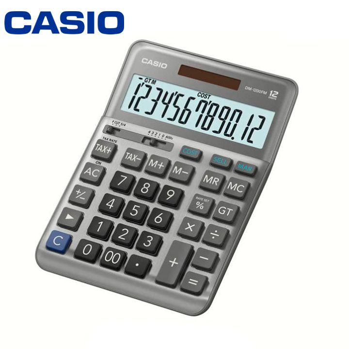 Máy Tính CASIO DM-120FM Cỡ Đại Bề Mặt Kim Loại Số To Tem BH 5 năm