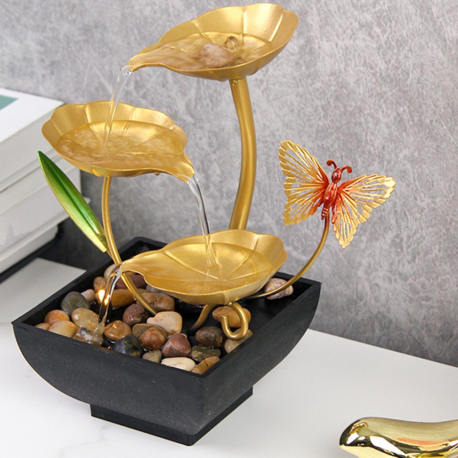 Water Fountains with Rocks Living Room Lotus Shape Desktop Decorative Crafts