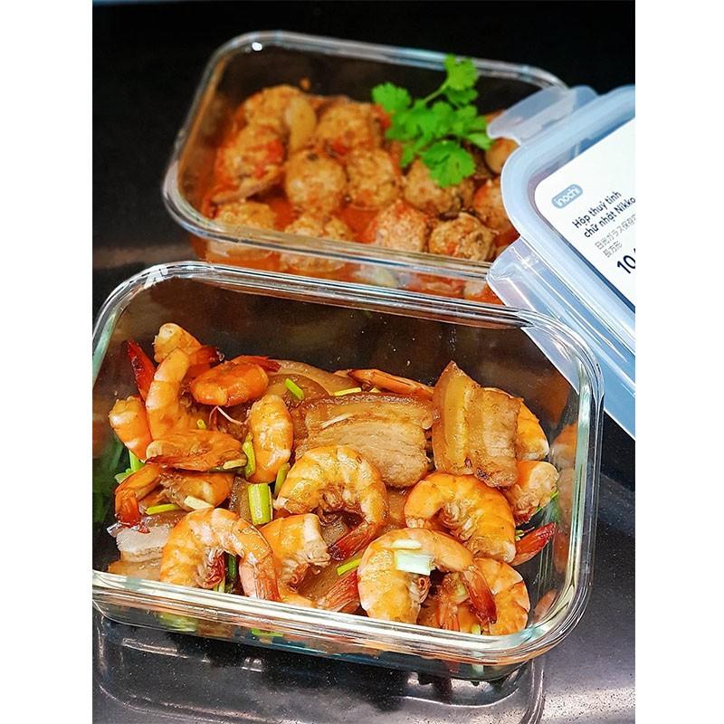 Hộp Thuỷ Tinh Đựng Thực Phẩm, Hộp Bảo Quản Thức Ăn Tủ Lạnh, Quay Đồ Ăn Lò Vi Sóng