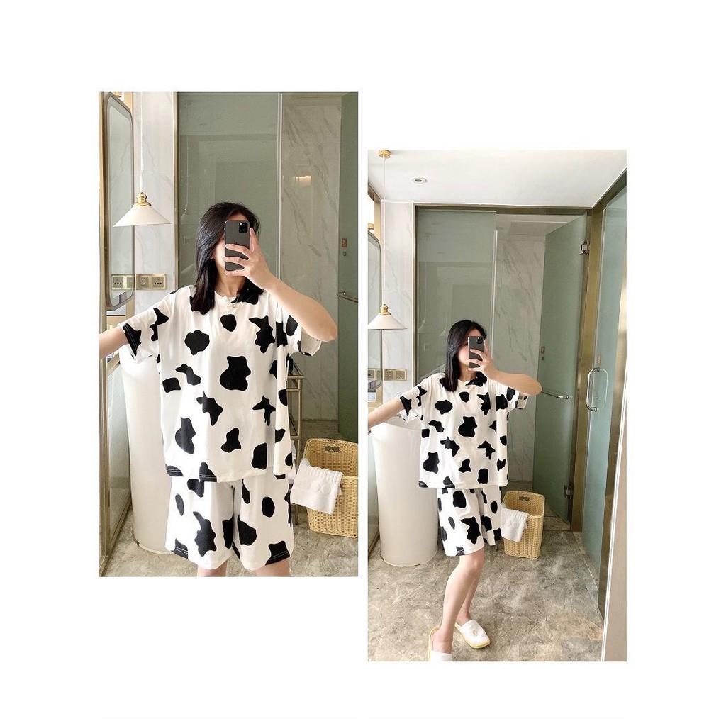 ĐỒ BỘ MẶC NHÀ NAM NỮ THỜI TRANG MÙA HÈ CỰC ĐẸP IN LOANG BÒ SỮA ĐẸP, CHẤT THUN LẠNH MÁT MẼ, PHONG CÁCH TRẺ TRUNG CÁ TÍNH - JINS STORE